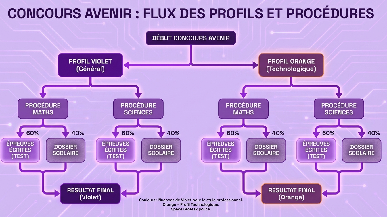 Visualisation des profils et des épreuves du Concours Avenir.